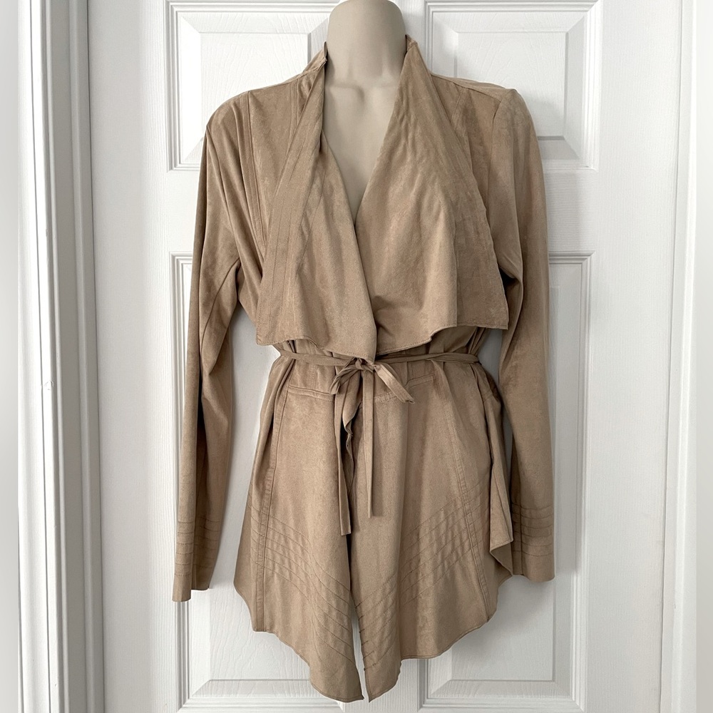 Romeo & Juliet Couture Taupe Draped Belted Jacket